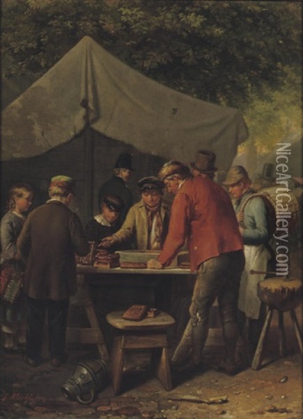 The Gamblers Oil Painting - Jacob Akkersdijk