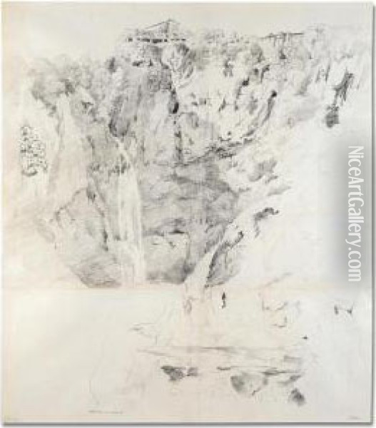 View Of The Falls At Tivoli Oil Painting - Claude I Thienon