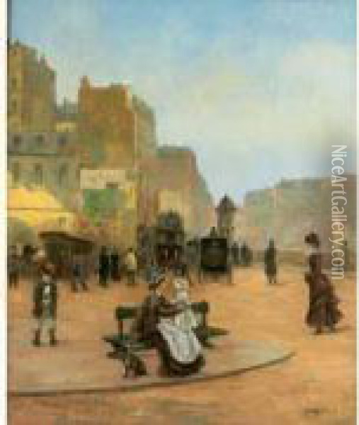 Scene Parisienne Oil Painting - Louis Beroud