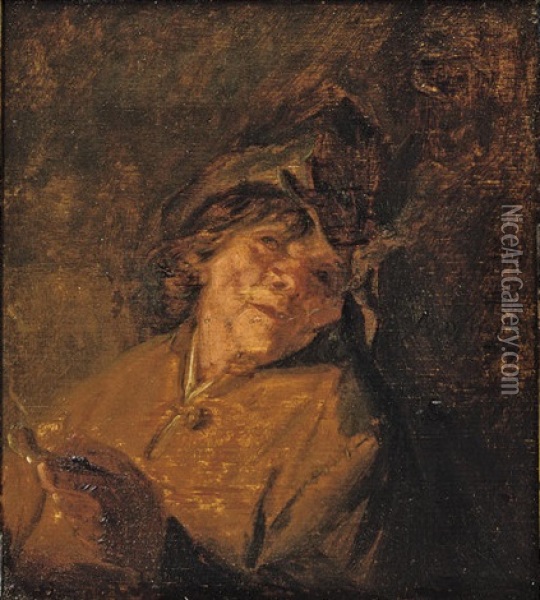 Peasant Smoking A Pipe (study) Oil Painting - Adriaen Jansz van Ostade