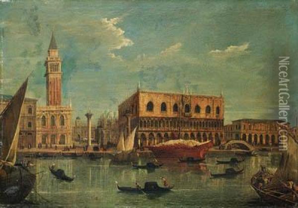 The Bacino Of The Grand Canal, 
Venice, Looking Towards Thepiazzetta And The Doge's Palace Oil Painting - Michele Marieschi