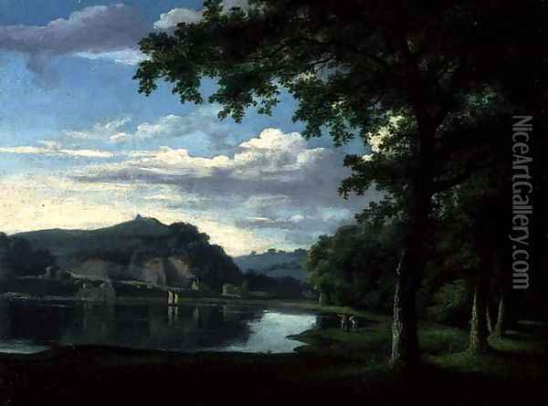 Landscape with View on the River Wye Oil Painting - Thomas Jones