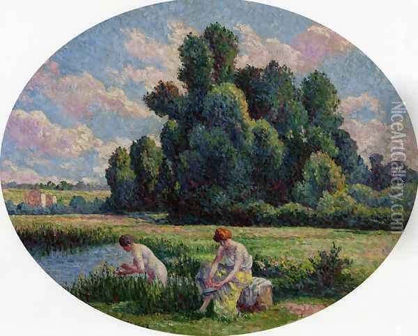 Moulineux, Bathers Oil Painting - Maximilien Luce
