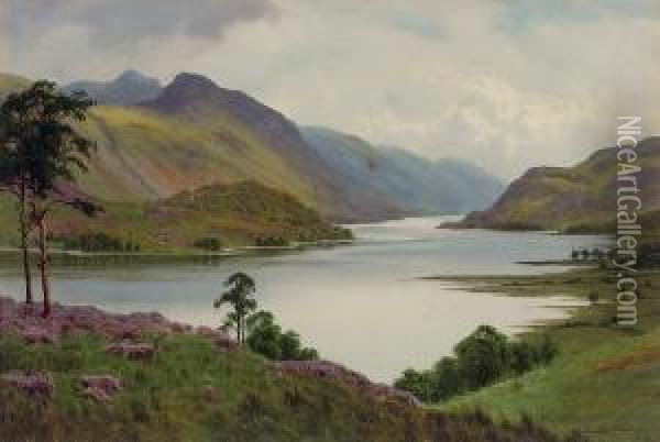 An Extensive Lake Landscape Oil Painting - Edward H. Thompson