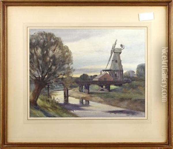 Bridge By A Windmill Oil Painting - Frederick Leighton