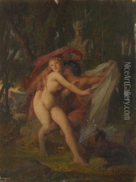 Le Baiser Vole Oil Painting - Jules Louis Machard