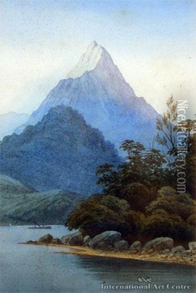 Mitre Peak Oil Painting - John Barr Clarke Hoyte