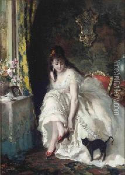 In The Boudoir Oil Painting - Lucius Rossi