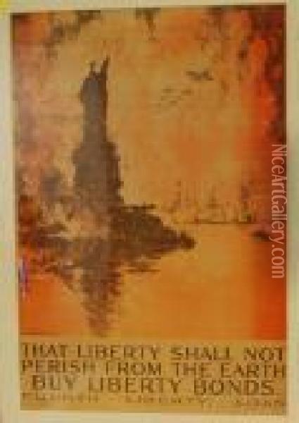 That Liberty Shall Not Perishfrom The Earth Oil Painting - Joseph Pennell
