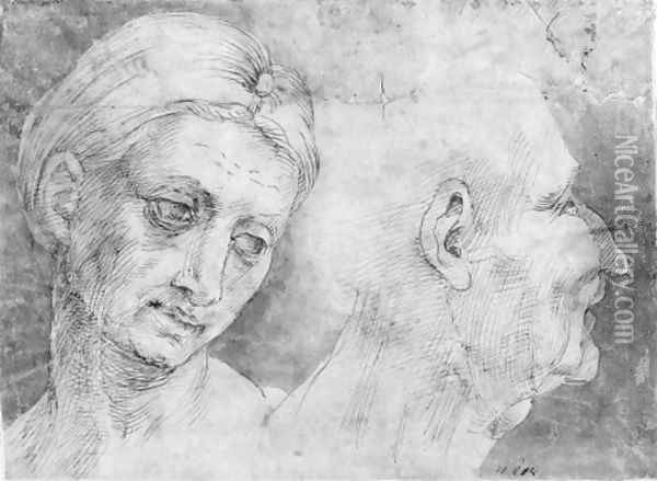 The heads of a woman and a man Oil Painting - Bartolomeo Bandinelli