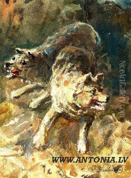 The Wolfs Oil Painting - Stanislav Birnbaum