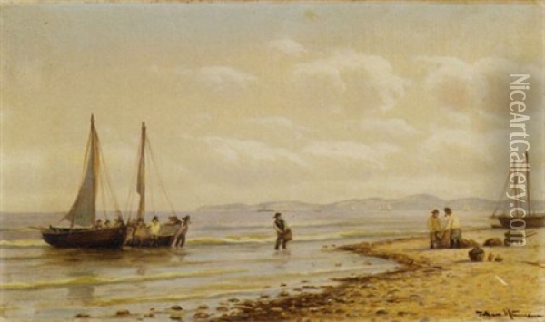 Coming Ashore Oil Painting - Carl Johann Neumann