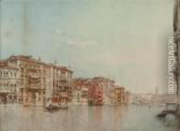 View Of The Grand Canal, Venice Oil Painting - Emanuele Brugnoli