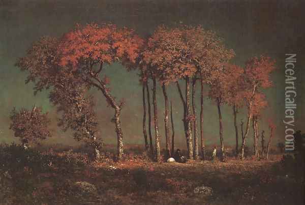 Under the Birches 1842-43 Oil Painting - Theodore Rousseau