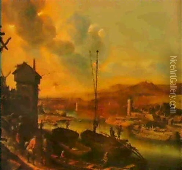 Rhine Landscape Oil Painting - Herman Saftleven