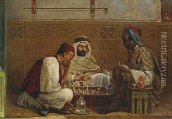 A Game Of Chess Oil Painting - Jan Baptist Huysmans