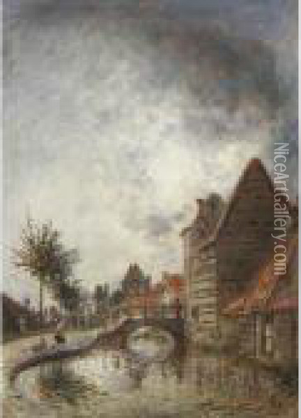 Canal Aux Environs De Dordrecht Oil Painting - Johan Barthold Jongkind