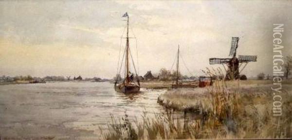 Nr Reedham Ferry Oil Painting - Stephen John Batchelder