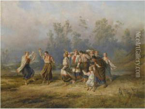 Harvest Dance Oil Painting - Vladimir Shervud