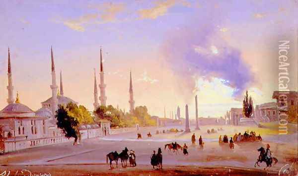The Racecourse at Constantinople Oil Painting - Ippolito Caffi