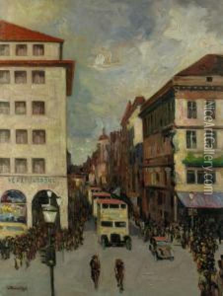 Berlin-friedrichstrasse Oil Painting - Ferdinand, Freiherr Von Reznicek