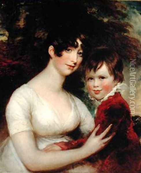 Portrait of Mother and Child Oil Painting - John James Masquerier