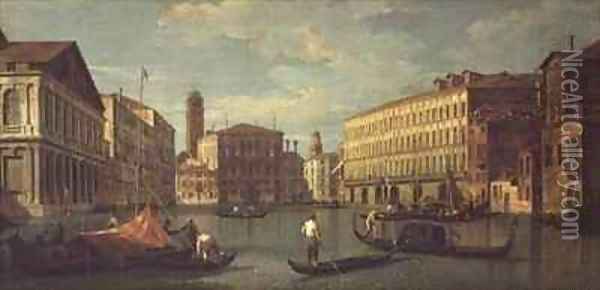 The Grand Canal, Venice, with the Palazzo Mocenigo, Palazzo Balbi, Santa Maria Gloriosa dei Frari and Campo S.Toma Oil Painting - G. Canaletto