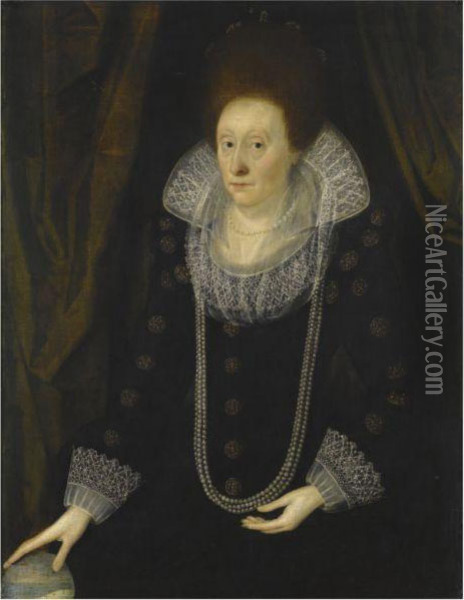 Portrait Of A Lady, Formerly Called Elizabeth I, Thought To Be Elizabeth 'bess' Of Hardwick, Countess Of Shrewsbury (c.1527- 1608) Oil Painting - Marcus Ii Gerards