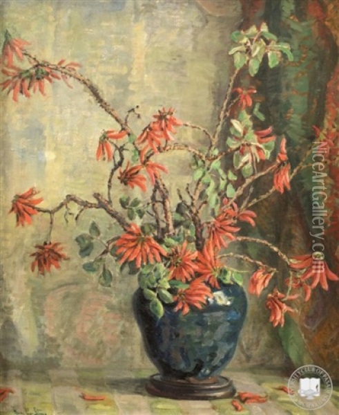 Coral Tree Blossoms Oil Painting - Anna Lee Stacey