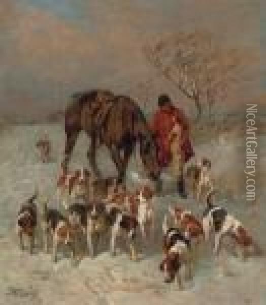 A Winter's Evening Oil Painting - John Emms