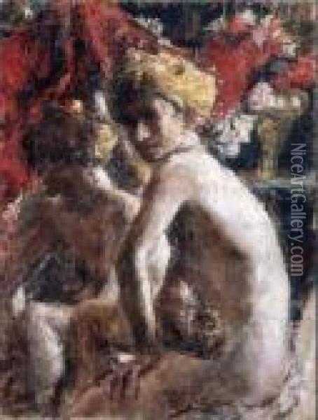 Nudo Di Uomo Con Turbante (il Nipote Alfredo) Oil Painting - Antonio Mancini