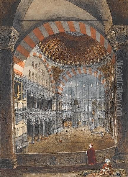 Interior Of Hagia Sophia Oil Painting - Gaspard Fossati