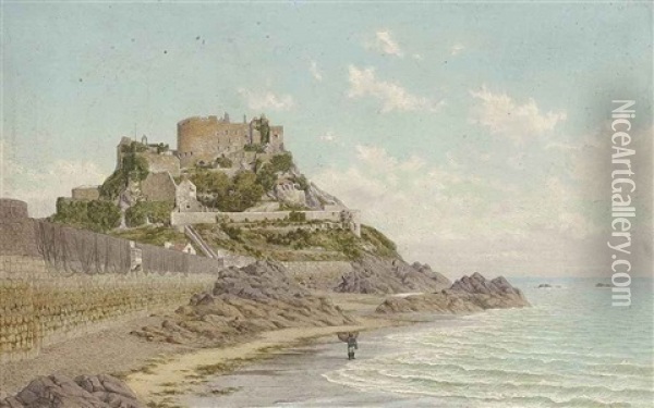Mont Orgueil Castle, Jersey Oil Painting - John Mulcaster Carrick