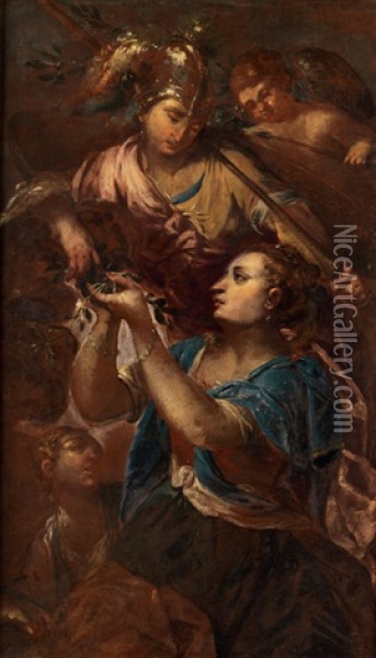 Minerva Oil Painting - Giuseppe Bazzani