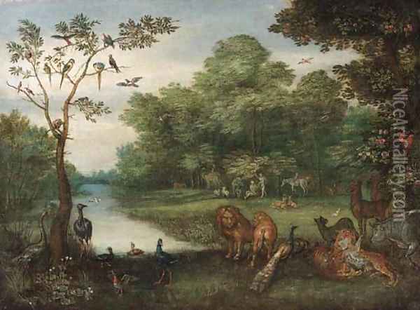 The Garden of Eden Oil Painting - Jan van Kessel