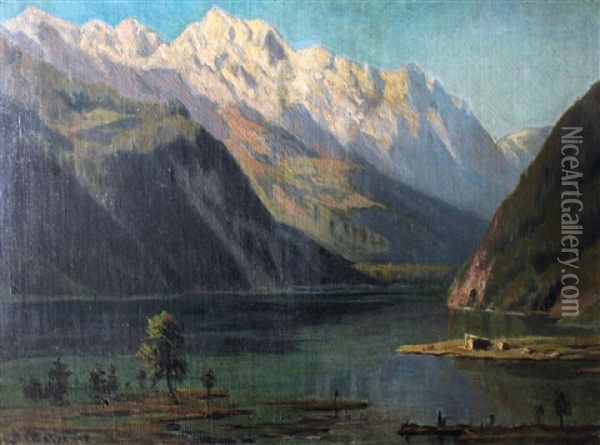 Konigsee, Obersee Oil Painting - Alfred (Wilhelm) Metzener
