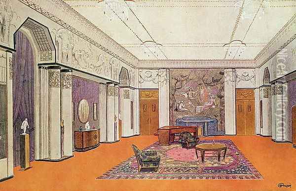 Salon for an Ambassador, project for the Exposition des Arts Decoratifs in 1925, designed by the artist Oil Painting - Henri Rapin