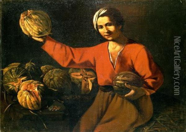 Venditore Di Meloni Oil Painting - Pietro Paolini