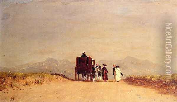 A Journey's Pause in the Roman Campagna Oil Painting - Jervis McEntee