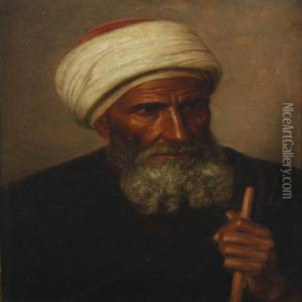 Portrait Of An Oriental Oil Painting - August Heinrich Schiott