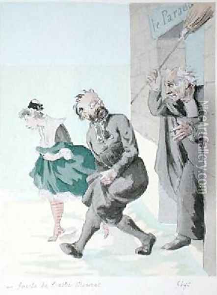 Caricature of Emile Zola 1840-1902 and his role in the Dreyfus Affair with reference to his novel La Faute de lAbbe Mouret Oil Painting - H. Lebourgeois