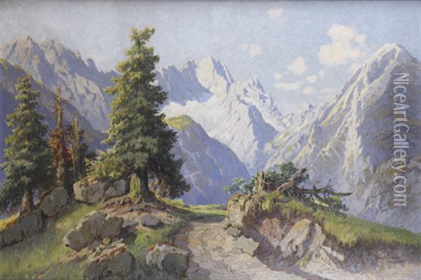 Paysage De Montagnes Oil Painting - Hans German Frahm