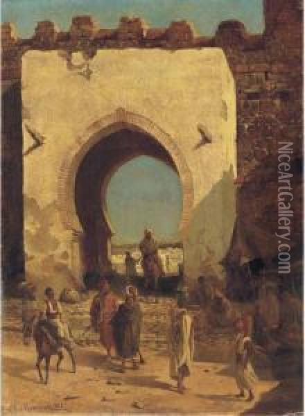 At The City Gate Oil Painting - Stanislaus von Chlebowski