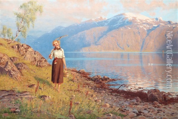 Vid Fjorden Oil Painting - Hans Dahl