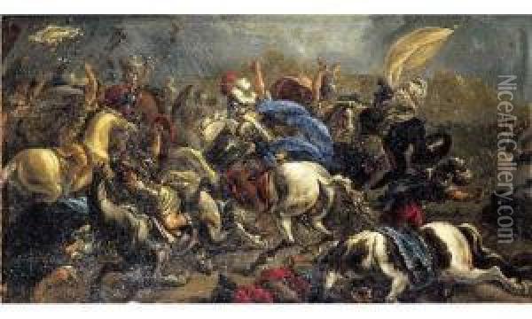 Une Charge De Cavalerie Oil Painting - Marzio Masturzio