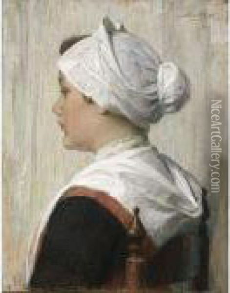Portrait Of An Amsterdam Orphan Girl Oil Painting - Nicolaas Van Der Waay