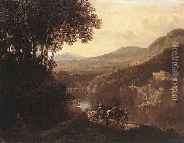 River Scene c. 1660 Oil Painting - Jan Hackaert