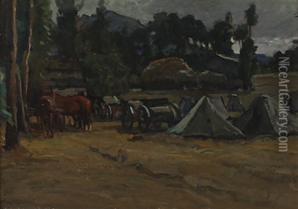 Accampamento Di Soldati Oil Painting - Ruggero Panerai