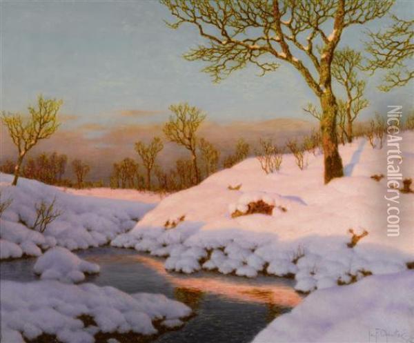 Winter Landscape At Sunset. Oil Painting - Ivan Fedorovich Choultse