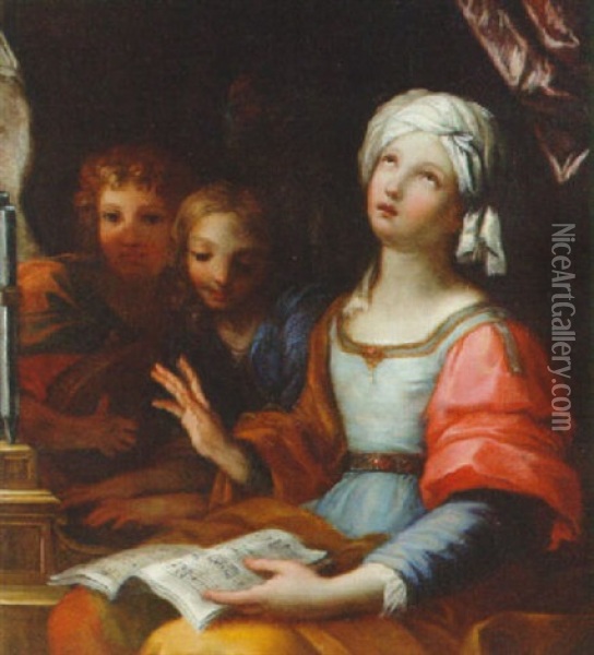 Saint Cecilia Oil Painting - Giuseppe Bartolomeo Chiari
